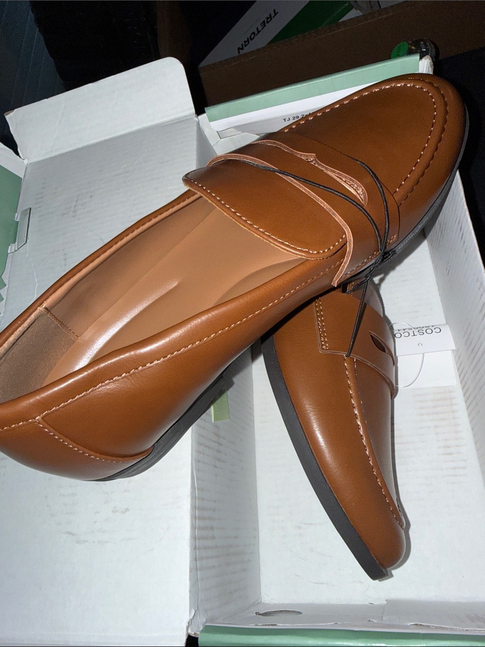 Kensie Cognac Flat Penny Loafers - Picture 2 of 5